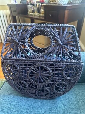 House of Harlow 1960 Blue Woven Circular Tote